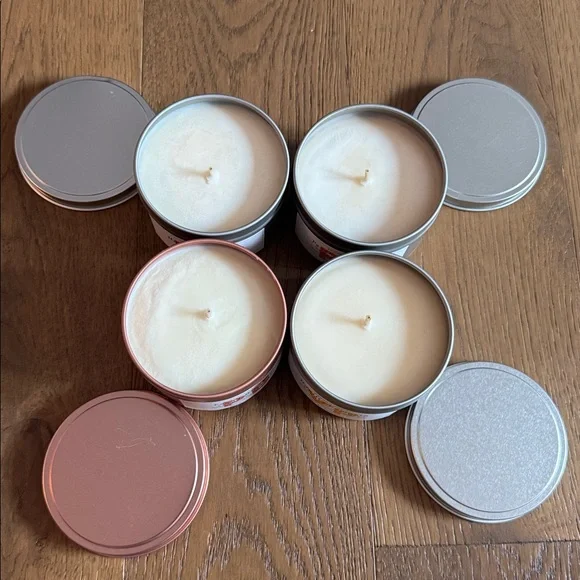 Trader Joe’s Candles NEW set of 4 - peach black tea pumpkin peony blossom apple - Picture 2 of 3